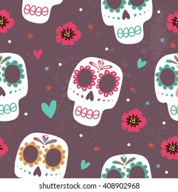 Colorful skull cute pattern, Mexican day of the dead