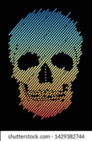 colorful skull, graphic vector illustration