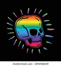colorful skull, hand drawn free vector illustration