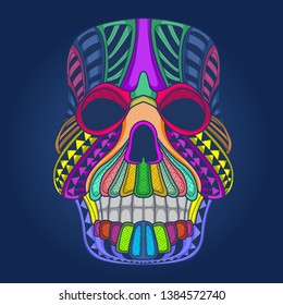 colorful skull head in pop art style