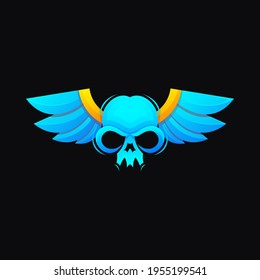 colorful skull logo design vektor