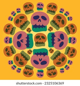 colorful skull mandala for Dia de los Muertos