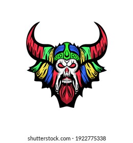 Colorful Skull mascot vector illustration design good for fashion clothing, brand, tshirt design,pabric or etc