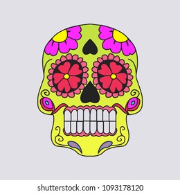 colorful skull mexico flower 