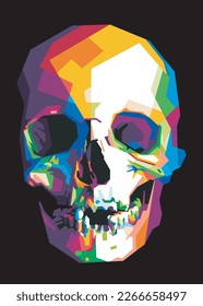 colorful skull on pop art style. vector illustration.