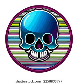 Colorful skull sticker design. Kawai sticker eps. Skull vector illustration isolated on white background. Good for logo, mascot, badge, emblem, banner, poster, flyer, social media, shirt.