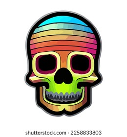 Colorful skull sticker design. Kawai sticker eps. Skull vector illustration isolated on white background. Good for logo, mascot, badge, emblem, banner, poster, flyer, social media, shirt.