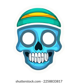 Colorful skull sticker design. Kawai sticker eps. Skull vector illustration isolated on white background. Good for logo, mascot, badge, emblem, banner, poster, flyer, social media, shirt.