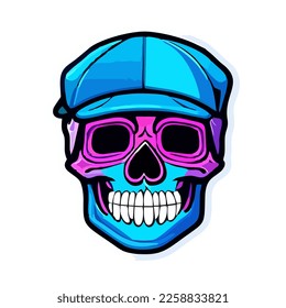 Colorful skull sticker design. Kawai sticker eps. Skull vector illustration isolated on white background. Good for logo, mascot, badge, emblem, banner, poster, flyer, social media, shirt.