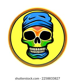 Colorful skull sticker design. Kawai sticker eps. Skull vector illustration isolated on white background. Good for logo, mascot, badge, emblem, banner, poster, flyer, social media, shirt.