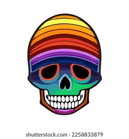 Colorful skull sticker design. Kawai sticker eps. Skull vector illustration isolated on white background. Good for logo, mascot, badge, emblem, banner, poster, flyer, social media, shirt.