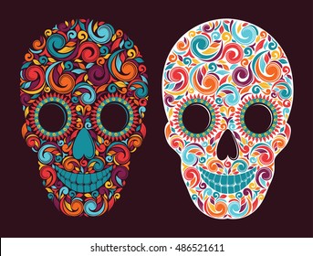 Colorful skull. Vector illustration