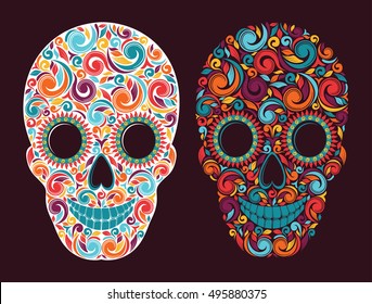 Colorful skull. Vector illustration