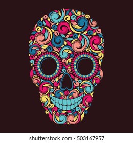 Colorful skull. Vector illustration