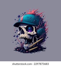 farbige skulpfige Vektorgrafik im einzigartigen Stil, Graffiti-Zeichnung, ideal für Tapeten, Siebdruck, T-Shirt-Design.