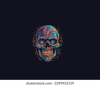 Colorful skull vector t shirt design