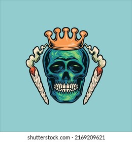 colorful skull weed illustration vector design