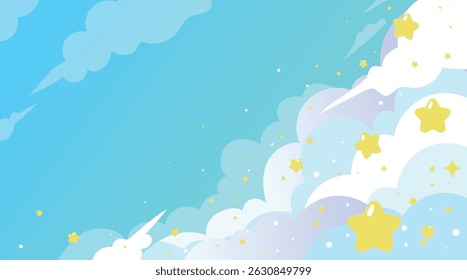 Colorful sky, dream illustration, rainbow fantasy background, banner.