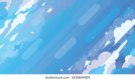 Colorful sky, dream illustration, rainbow fantasy background, banner.