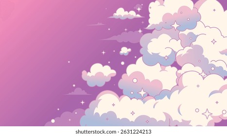 Céu colorido, ilustração de sonho, fundo de fantasia arco-íris