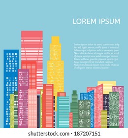 Colorful Skyline City. Vector