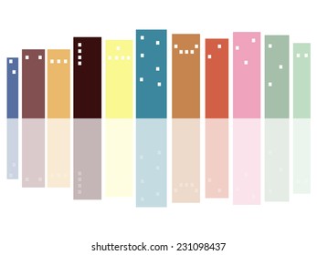 Colorful Skyscrapers With Reflection