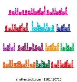 Colorful skyscrapers set icon vector on white background
