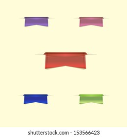 Colorful sleek web ribbons on yellow background, stock vector