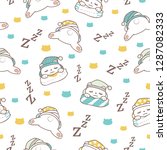 Colorful sleeping bear seamless vector in white background. Vector illustration.