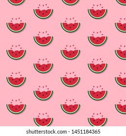 Colorful slices of watermelon pattern on pink background vector , Summer style illustration design. 