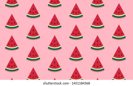 Colorful slices of watermelon pattern on pink background vector , Summer style illustration design. 