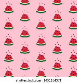 Colorful slices of watermelon pattern on pink background vector , Summer style illustration design. 