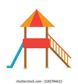 Colorful Slide Ladder on Playground Vector Illustration, kids outdoor games vector illustration.