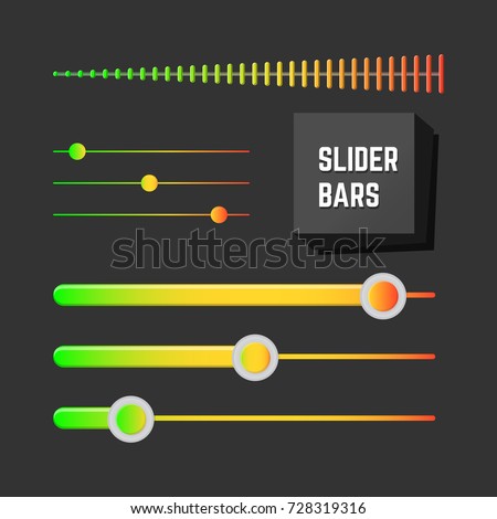 Colorful slider bars set. UI design collection.