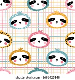 Colorful sloth. Seamless pattern with cute animals faces. Childish print for nursery in a Scandinavian style. For baby clothes, interior, packaging. Vector cartoon illustration in pastel colors.