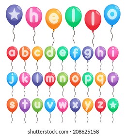 colorful small alphabet letters A to Z balloons for party. vector.