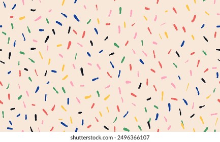 Colorful small dash seamless pattern. Vector wallpaper with spots texture