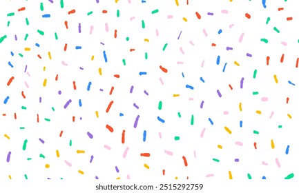 Colorful small dash seamless pattern on white background.