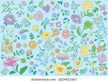 Colorful small floral seamless pattern A