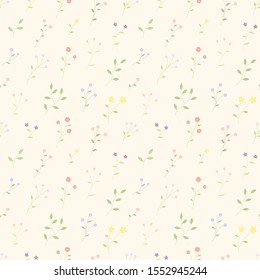 Colorful small flowers garden seamless pattern random repeat vector background