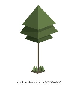 colorful small green pine tree with pixel design
