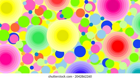 puntos de círculo coloridos, pequeños y grandes, vectorial y gradiente de color de forma abstracta