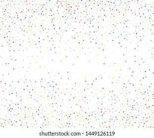 Colorful small and large dots, circles, stipples on white background. Confetti Pattern to create textured surfaces. Vector illustration. 