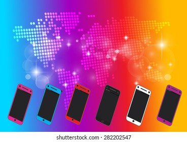 Colorful Smart Phone Vector background