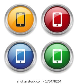 Colorful smart-phone button with metallic border