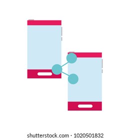 colorful smartphones technology with share social connect