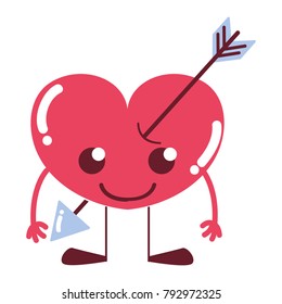 colorful smile heart with arrow kawaii with arms and legs
