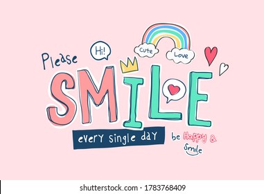 colorful smile slogan with cute icons illustration