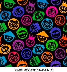 Colorful smiley faces seamless pattern.