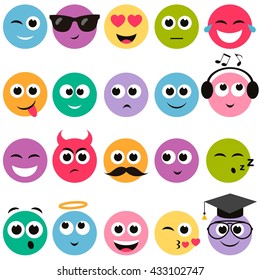 colorful smiley faces set